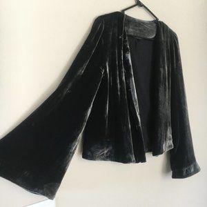 Topshop Velvet Jacket Green Coat Size Medium Small